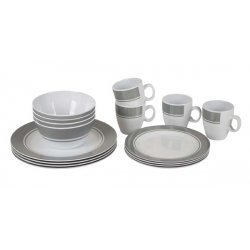 Bo-Camp Tableware Classic 16 Pieces White/Grey