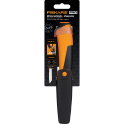 Cuchillo Universal Fiskars con Afilador Naranja