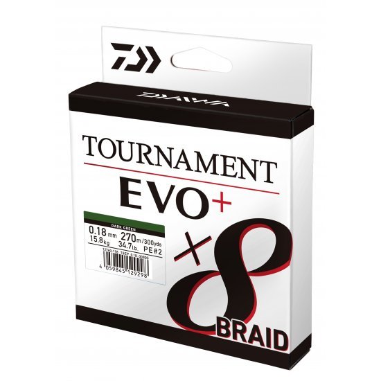 Daiwa Tournament X8 Trenza EVO+ Verde Oscuro 0.12mm 270m