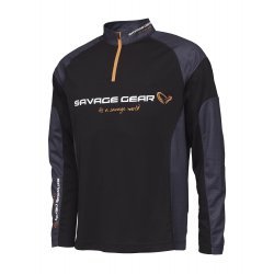 Camiseta Savage Gear Tournament Gear con cremallera, tinta negra