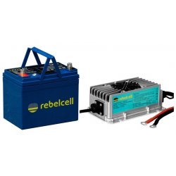 Batería Rebelcell 12V70 AV y cargador de batería impermeable 12.6V20A